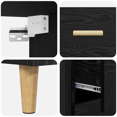 vidaXL Highboard 2 pcs Black Oak 69.5 x 34 x 180 cm Engineered Wood