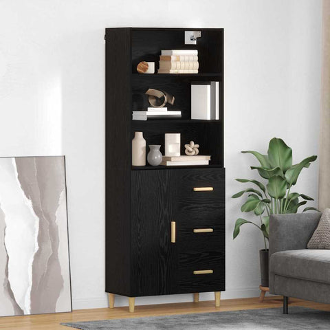 vidaXL Highboard 2 pcs Black Oak 69.5 x 34 x 180 cm Engineered Wood