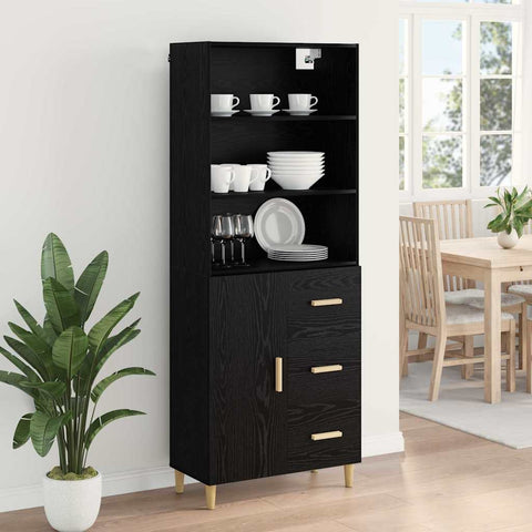vidaXL Highboard 2 pcs Black Oak 69.5 x 34 x 180 cm Engineered Wood