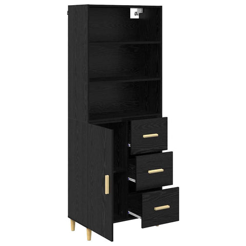 vidaXL Highboard 2 pcs Black Oak 69.5 x 34 x 180 cm Engineered Wood