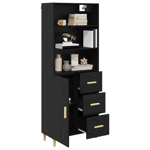vidaXL Highboard 2 pcs Black Oak 69.5 x 34 x 180 cm Engineered Wood