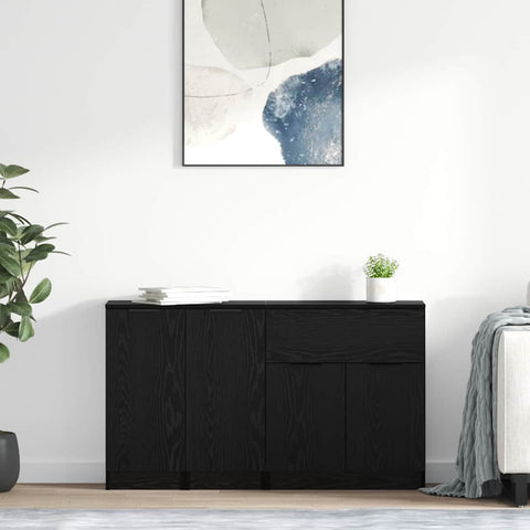 vidaXL Sideboards 3 pcs Black oak 69.5 x 34 x 180 cm Engineered Wood
