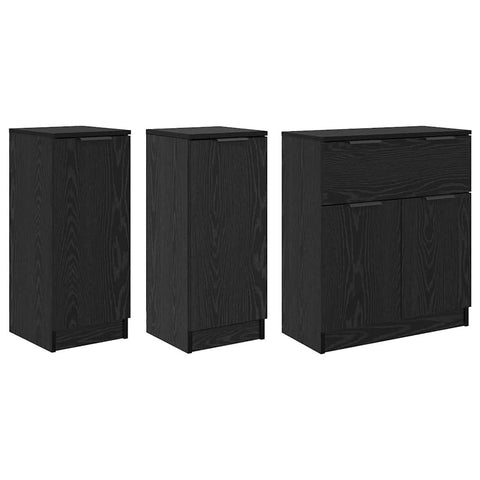 vidaXL Sideboards 3 pcs Black oak 69.5 x 34 x 180 cm Engineered Wood