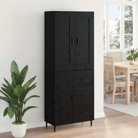 vidaXL Highboard 2 pcs Black Oak 69.5 x 34 x 180 cm Engineered Wood