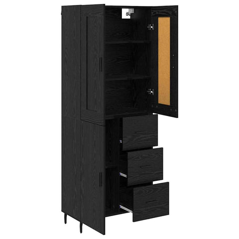 vidaXL Highboard 2 pcs Black Oak 69.5 x 34 x 180 cm Engineered Wood