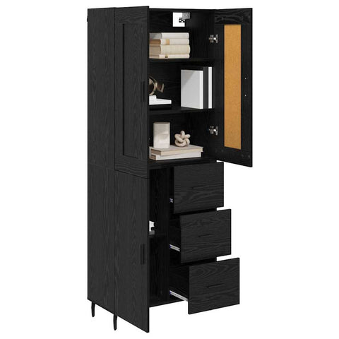 vidaXL Highboard 2 pcs Black Oak 69.5 x 34 x 180 cm Engineered Wood