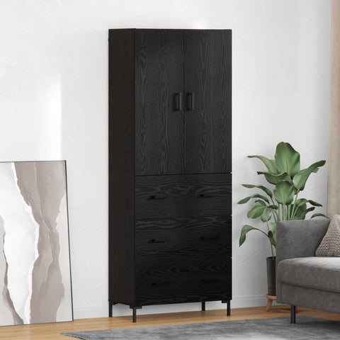 vidaXL Highboard Black Oak 69.5 x 34 x 180 cm Engineered Wood