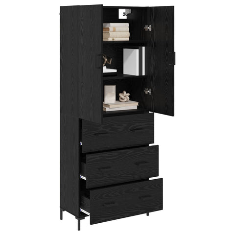 vidaXL Highboard Black Oak 69.5 x 34 x 180 cm Engineered Wood