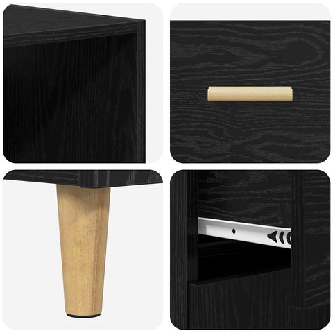 vidaXL Highboard 2 pcs Black Oak 69.5 x 34 x 180 cm Engineered Wood