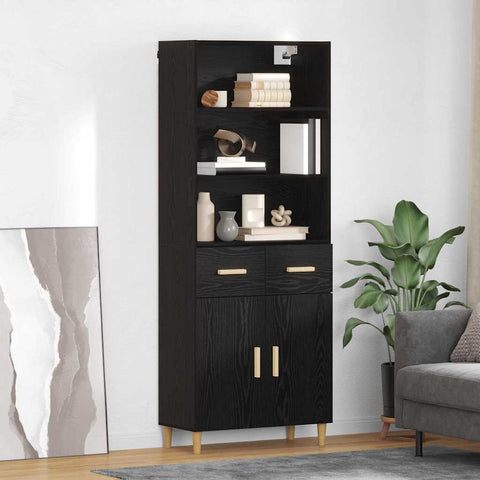 vidaXL Highboard 2 pcs Black Oak 69.5 x 34 x 180 cm Engineered Wood