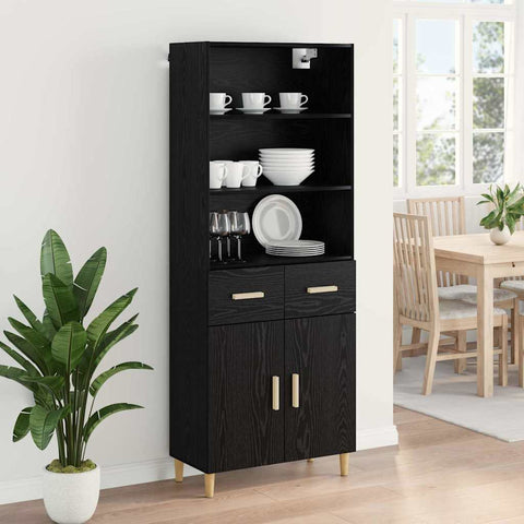 vidaXL Highboard 2 pcs Black Oak 69.5 x 34 x 180 cm Engineered Wood
