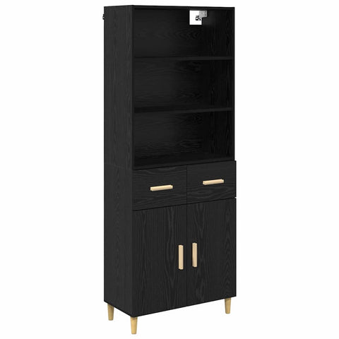 vidaXL Highboard 2 pcs Black Oak 69.5 x 34 x 180 cm Engineered Wood