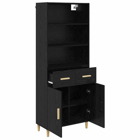 vidaXL Highboard 2 pcs Black Oak 69.5 x 34 x 180 cm Engineered Wood