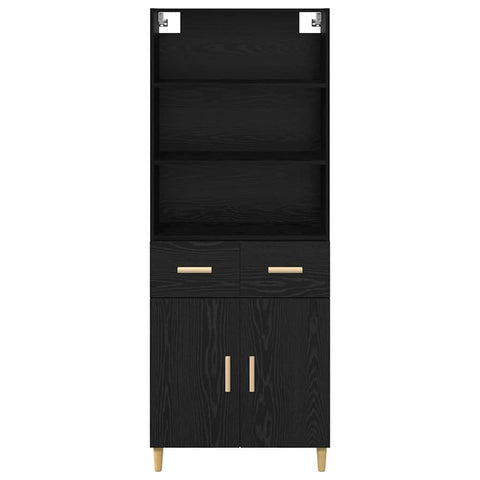 vidaXL Highboard 2 pcs Black Oak 69.5 x 34 x 180 cm Engineered Wood
