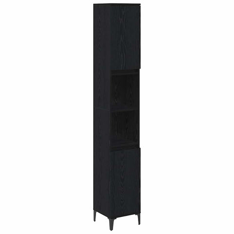 vidaXL Bathroom Furniture Set 3 pcs Black oak Engineered wood