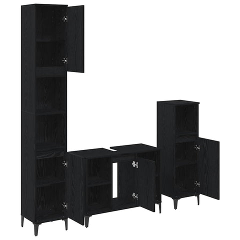vidaXL Bathroom Furniture Set 3 pcs Black oak Engineered wood