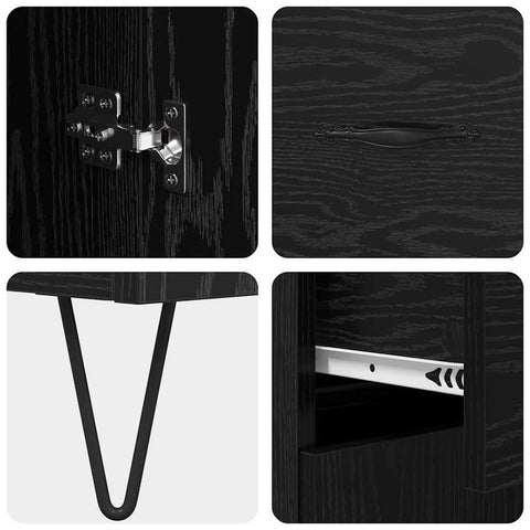 vidaXL Highboard Black Oak 69.5 x 34 x 180 cm Engineered Wood