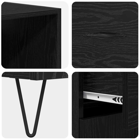 vidaXL Highboard Wall-mounted 2 pcs Black Oak Engineered Wood