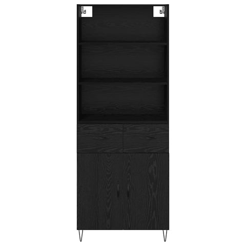 vidaXL Highboard Wall-mounted 2 pcs Black Oak Engineered Wood