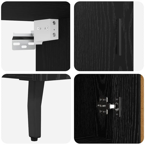 vidaXL Highboard 2 pcs Black Oak 69.5 x 34 x 180 cm Engineered Wood