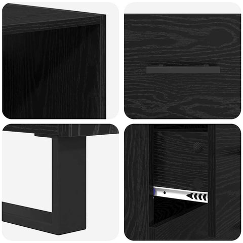 vidaXL Highboard Wall-mounted 2 pcs Black Oak Engineered Wood