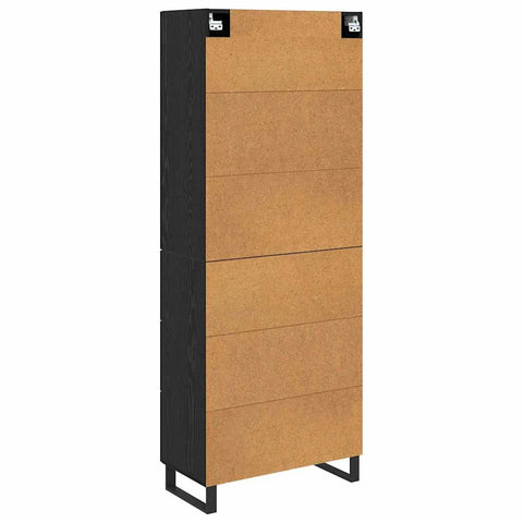 vidaXL Highboard Wall-mounted 2 pcs Black Oak Engineered Wood