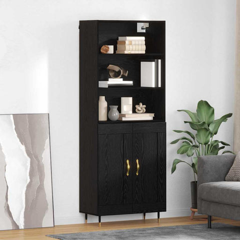 vidaXL Highboard 2 pcs Black oak 69.5 x 34 x 180 cm Engineered Wood