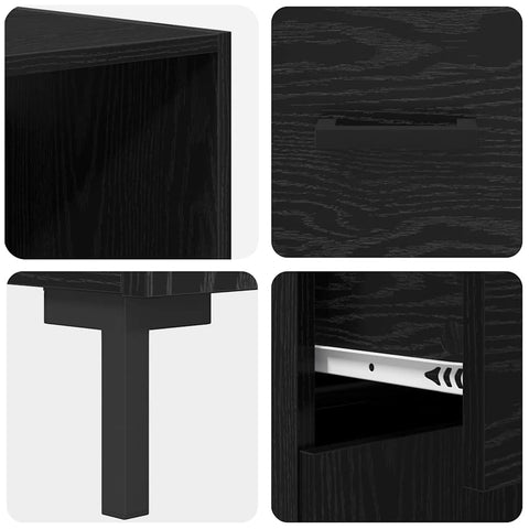 vidaXL Highboard Wall-mounted 2 pcs Black Oak Engineered Wood