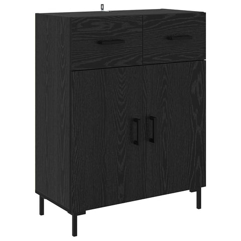 vidaXL Highboard Wall-mounted 2 pcs Black Oak Engineered Wood