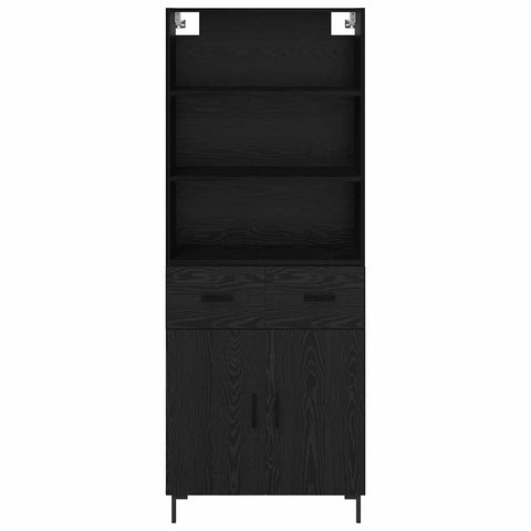 vidaXL Highboard Wall-mounted 2 pcs Black Oak Engineered Wood