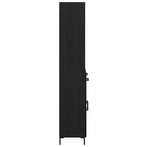 vidaXL Highboard Wall-mounted 2 pcs Black Oak Engineered Wood