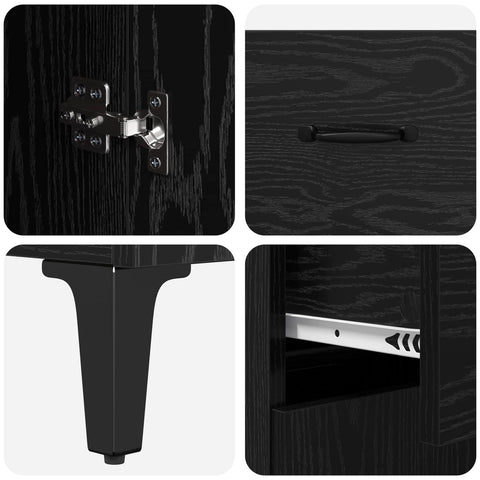 vidaXL Highboard Black Oak 69.5 x 34 x 180 cm Engineered Wood