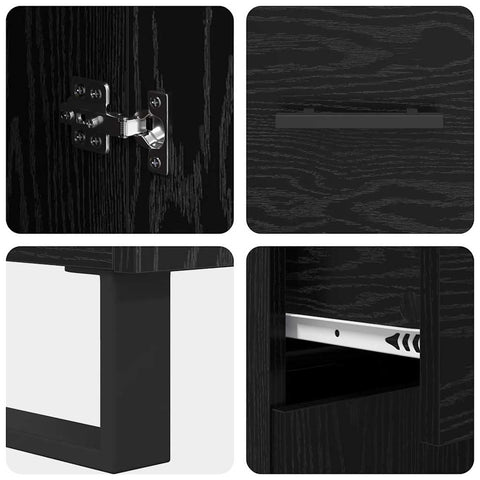 vidaXL Sideboard Wall-mounted 2 pcs Black Oak Engineered Wood