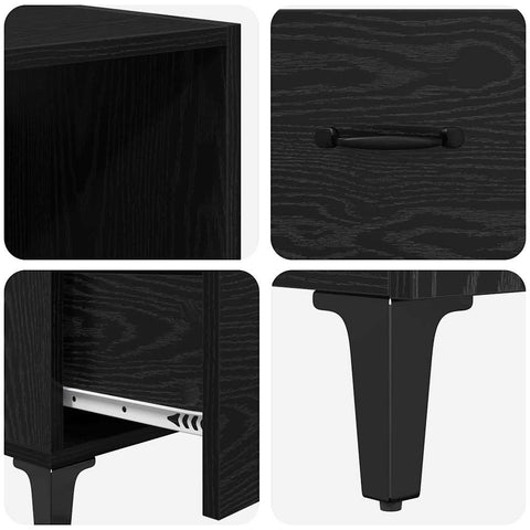 vidaXL Sideboard Wall-mounted 2 pcs Black Oak Engineered Wood