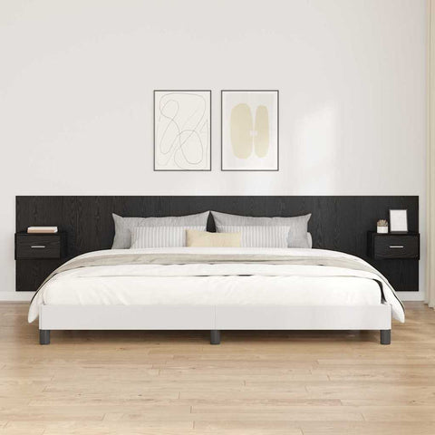 vidaXL Headboard with Cabinet with Drawer Black Oak 337 x 32.5 x 80 cm
