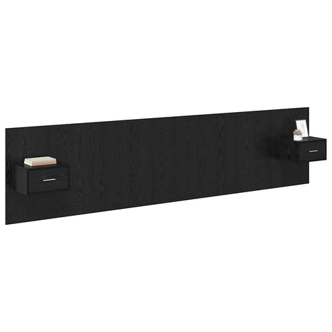 vidaXL Headboard with Cabinet with Drawer Black Oak 337 x 32.5 x 80 cm