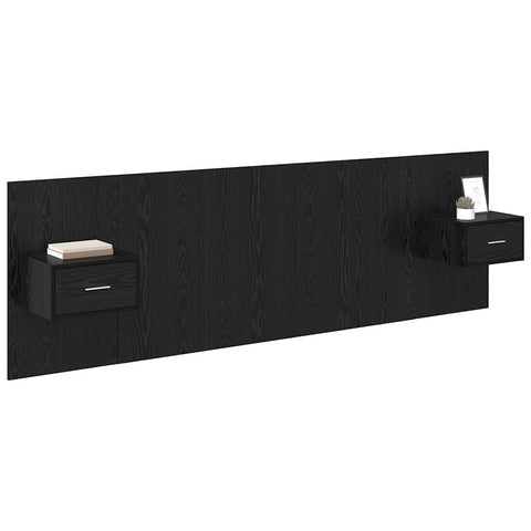 vidaXL Bed Headboard with Cabinets 3 pcs Black Oak Engineered Wood