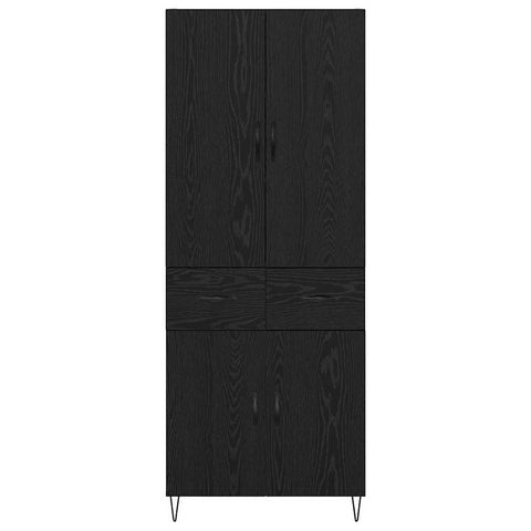 vidaXL Highboard Wall-mounted 2 pcs Black Oak Engineered Wood