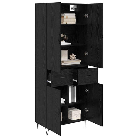 vidaXL Highboard Wall-mounted 2 pcs Black Oak Engineered Wood