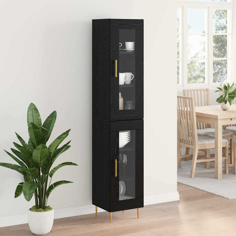 vidaXL Highboard Black Oak 34.5 x 34 x 180 cm Engineered Wood