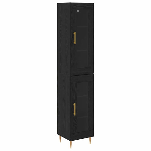 vidaXL Highboard Black Oak 34.5 x 34 x 180 cm Engineered Wood
