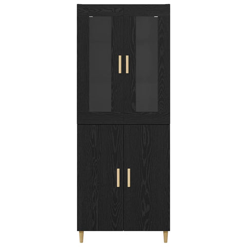 vidaXL Highboard Wall-mounted 2 pcs Black Oak Engineered Wood
