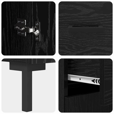 vidaXL Highboard Black Oak 69.5 x 34 x 180 cm Engineered Wood