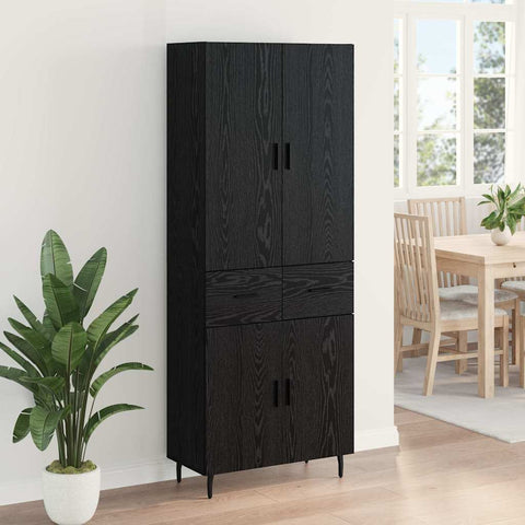 vidaXL Highboard 2 pcs Black oak 69.5 x 34 x 180 cm Engineered Wood