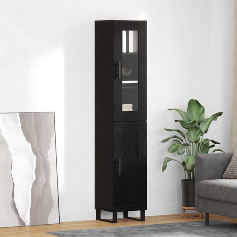 vidaXL Highboard Black Oak 69.5 x 34 x 180 cm Engineered Wood