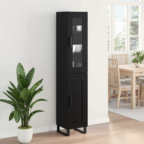 vidaXL Highboard Black Oak 69.5 x 34 x 180 cm Engineered Wood