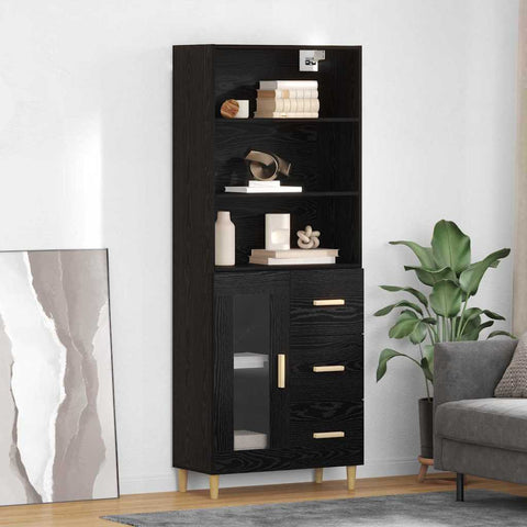 vidaXL Highboard 2 pcs Black Oak 69.5 x 34 x 180 cm Engineered Wood