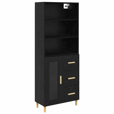 vidaXL Highboard 2 pcs Black Oak 69.5 x 34 x 180 cm Engineered Wood