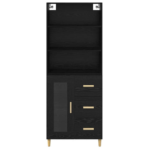 vidaXL Highboard 2 pcs Black Oak 69.5 x 34 x 180 cm Engineered Wood