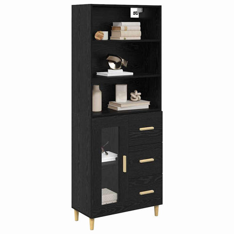 vidaXL Highboard 2 pcs Black Oak 69.5 x 34 x 180 cm Engineered Wood